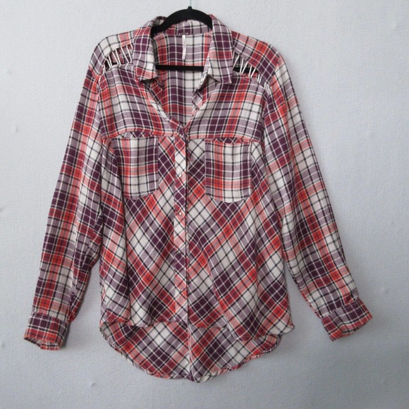 Free People Tops - Free People Plaid Boho Grunge Top